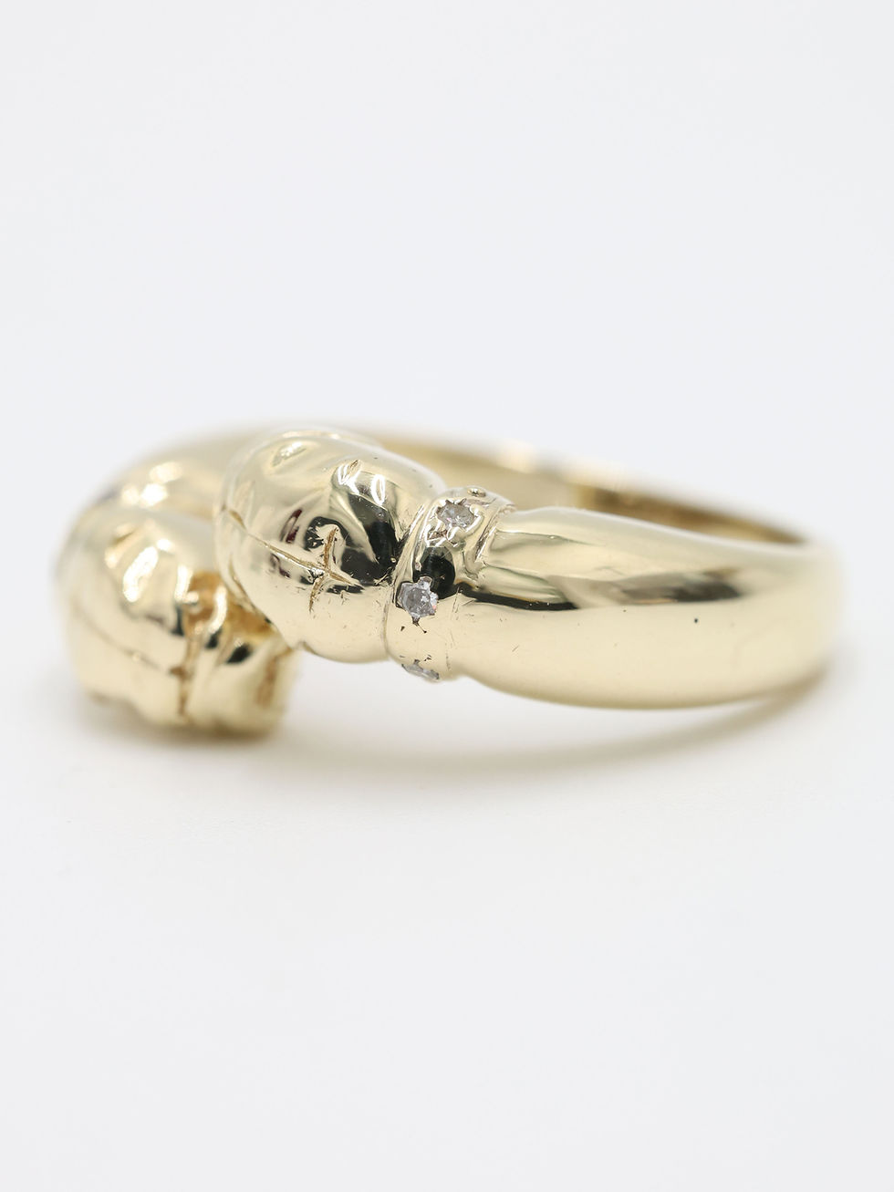 Thumbnail: 9ct Yellow Gold Diamond Double Bulldog Wrap-Around Ring