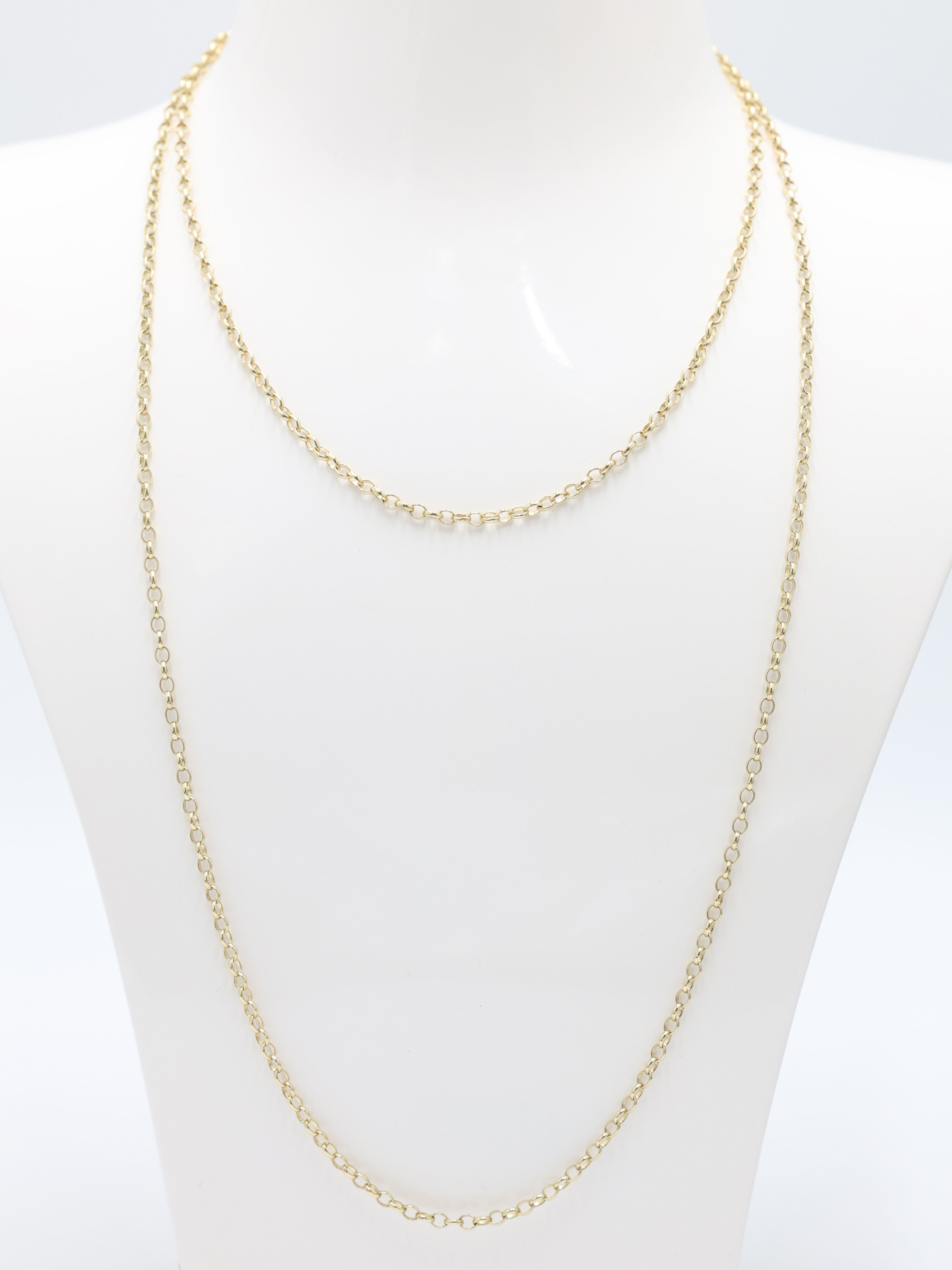 9ct Yellow Gold Cable Link Muff Chain 39"