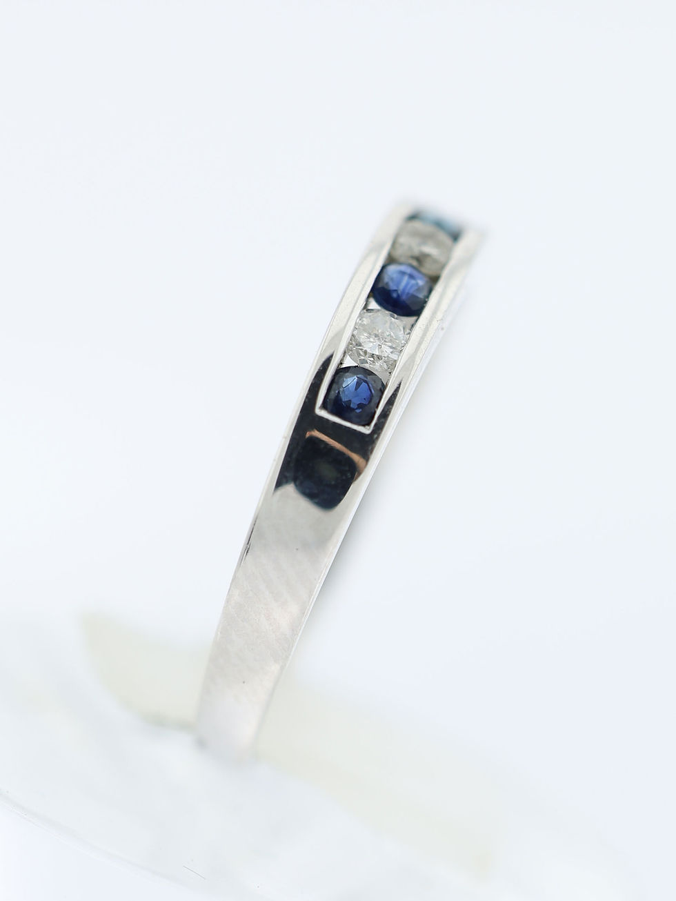 Thumbnail: 9ct White Gold Blue Topaz & Diamond Half Eternity Ring