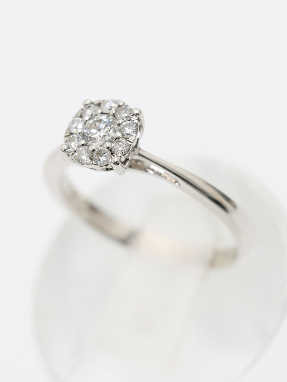 Thumbnail: 9ct White Gold 0.16 Carat Diamond Halo Cluster Ring
