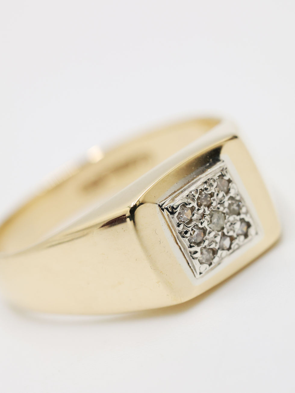 Thumbnail: 9ct Yellow Gold Diamond Square Signet Ring