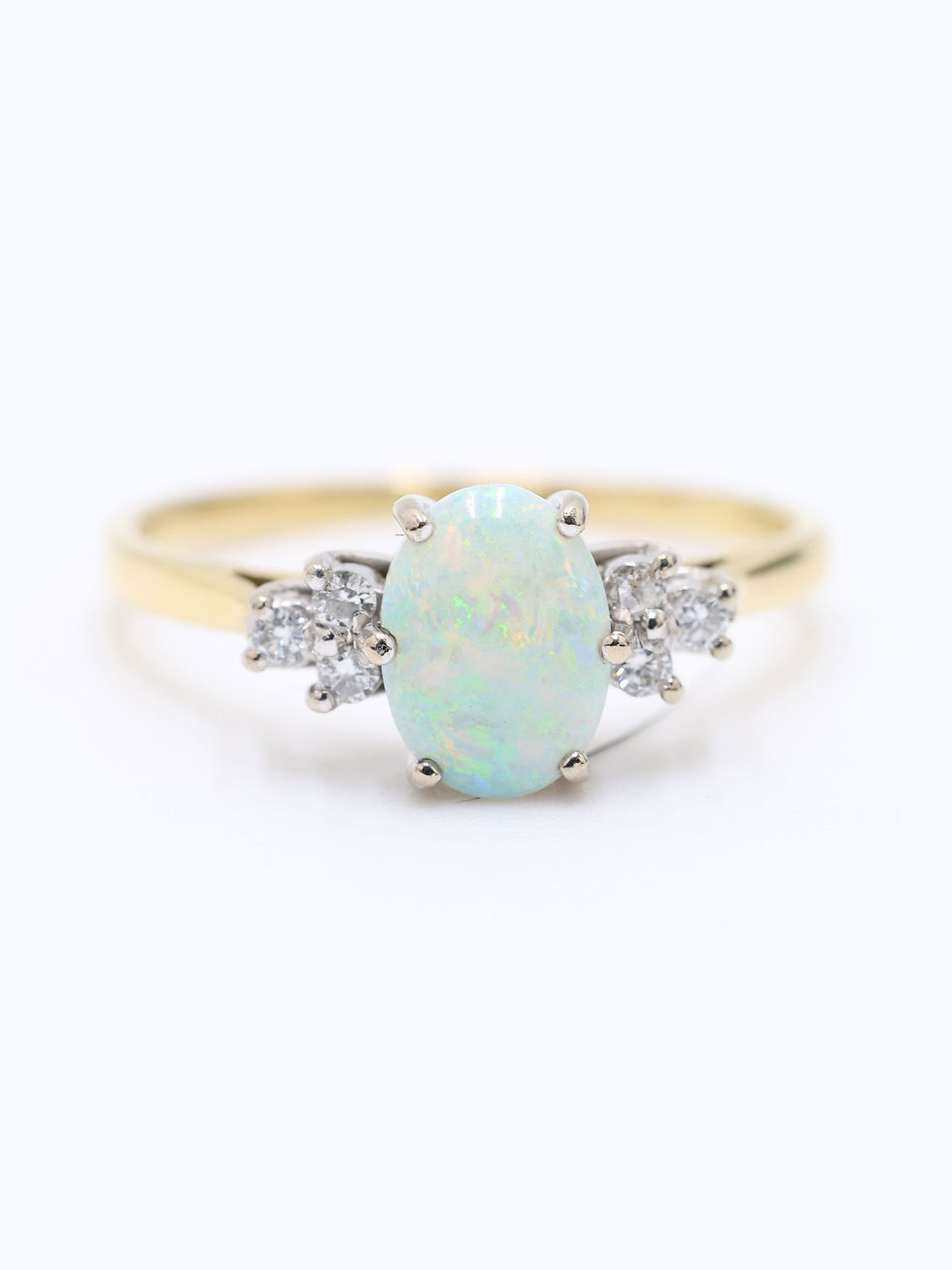 Thumbnail: 18ct Yellow Gold 0.56 Carat Opal & Diamond Ring