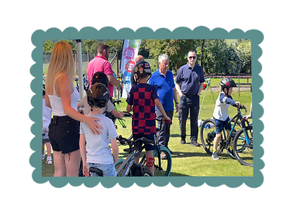 families attending the bike event in kirriemuir