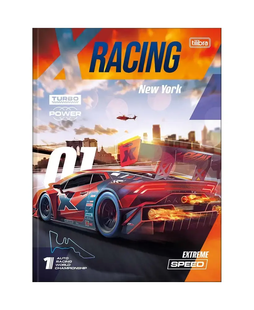 CADERNO BROCHURAO CAPA DURA 80FLS - 305758 - XRACING - UN - TILIBRA