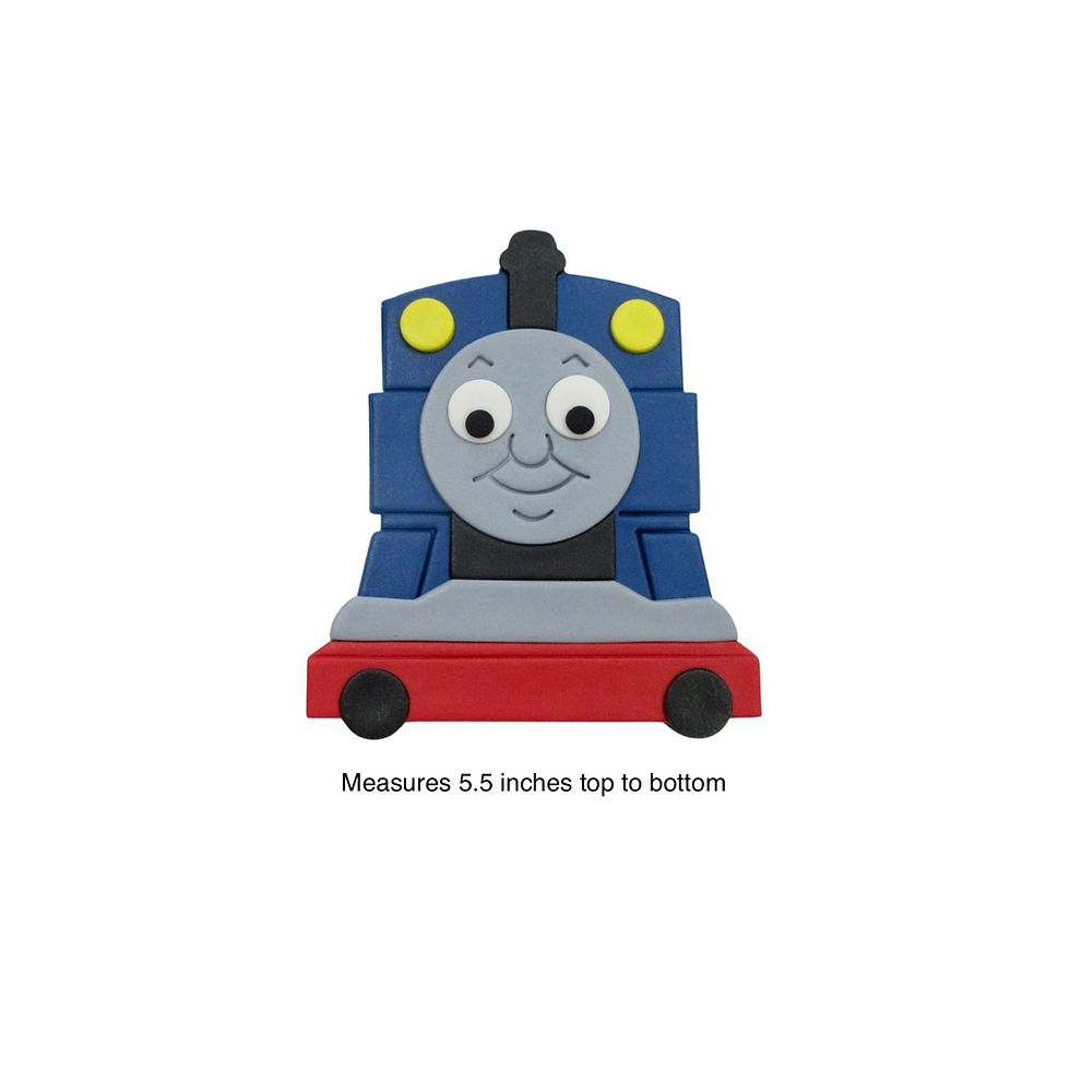 Edible Thomas the Tank Engine cake topper made from fondant, stand-alone train character figure measuring 5.5 inches