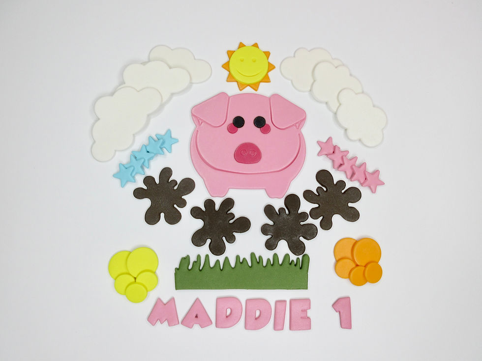 Edible pig cake topper