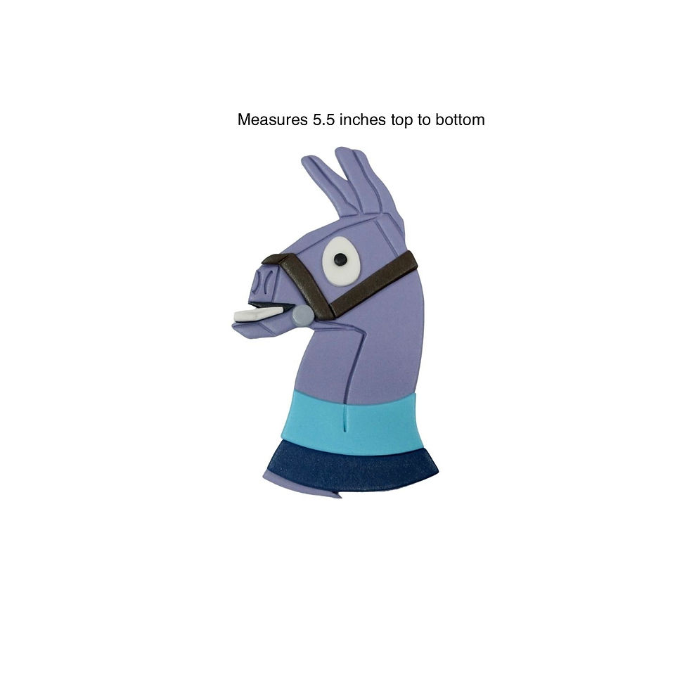 Edible Fortnite llama fondant cake topper measuring 5.5 inches top to bottom, handmade gaming cake decoration