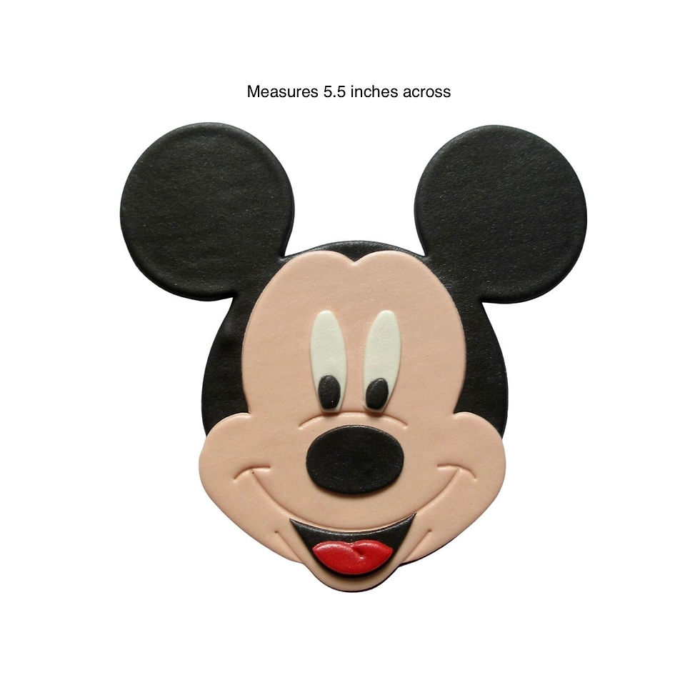 Edible Mickey Mouse cake topper made from fondant, main character figure only, measuring 5.5 inches across