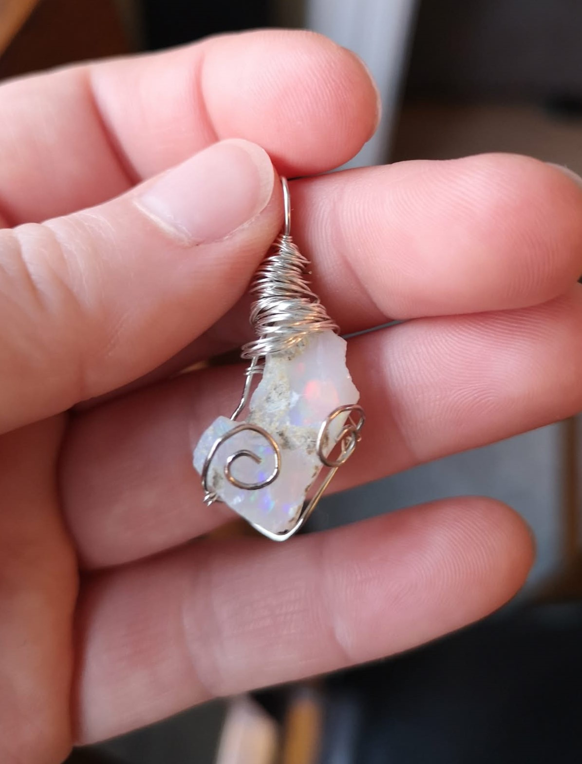 Raw Opal + Sterling Heart Wrap