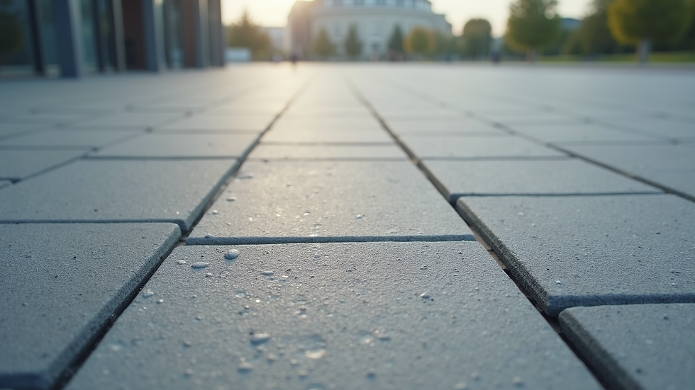 Close-up of textured concrete paving slab surface
