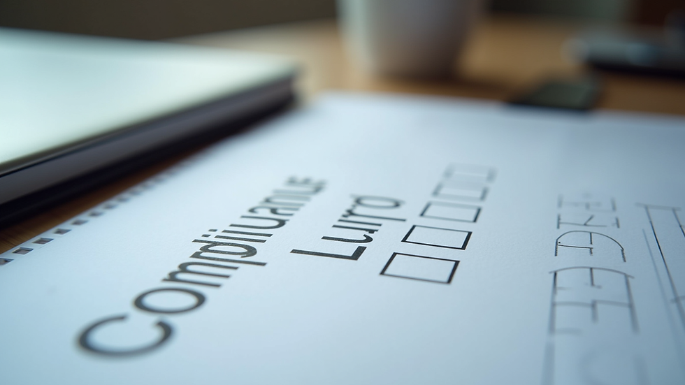 Eye-level view of a compliance checklist on a desk