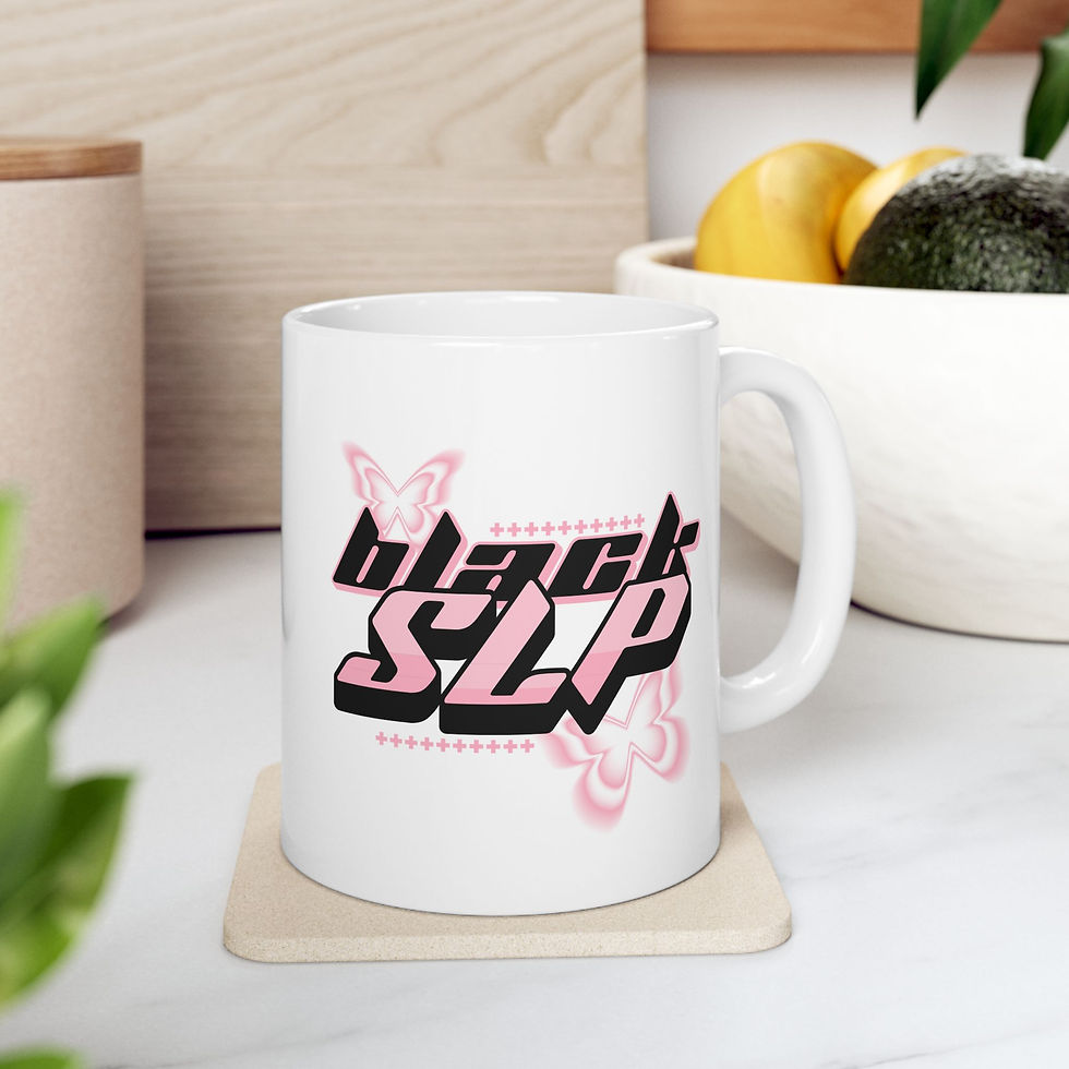 Thumbnail: Black SLP Y2K Pink Butterflies Ceramic Mug 11oz