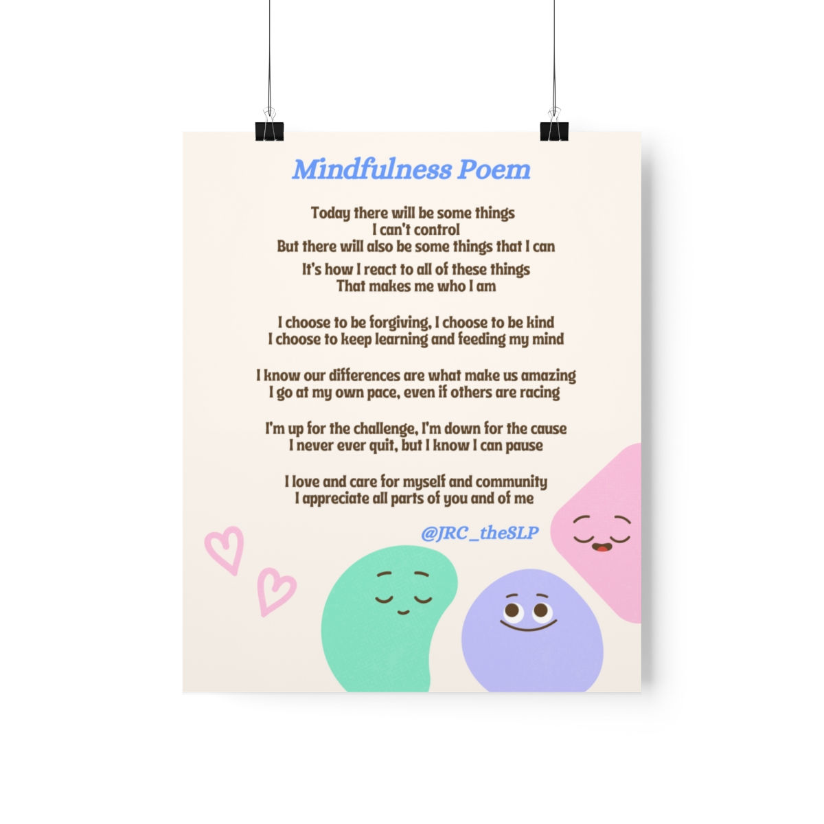 Mindfulness Poem Colorful Premium Matte Vertical Poster