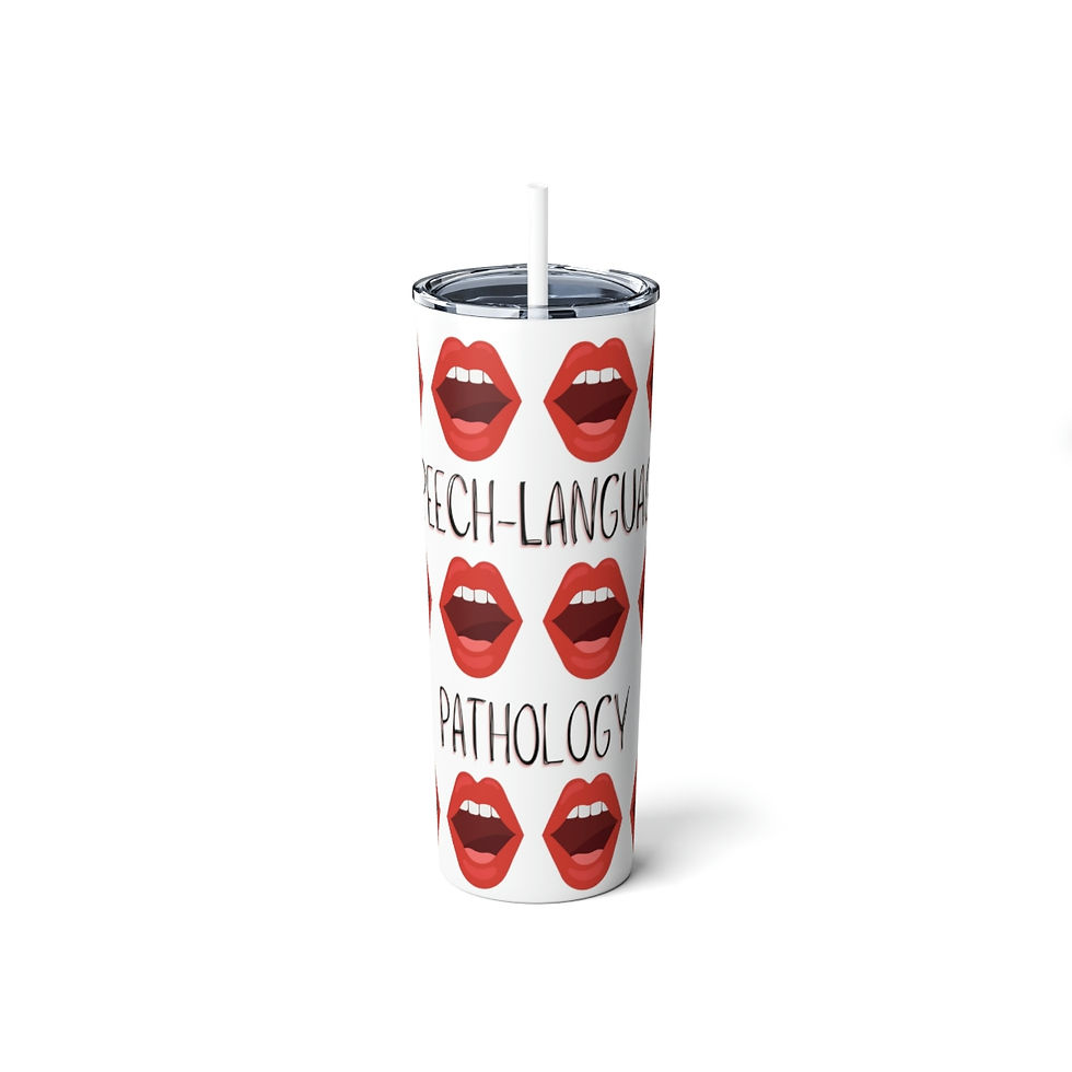 Thumbnail: Speech Language Pathology Open Mouth Skinny Steel Tumbler with Straw, 20oz