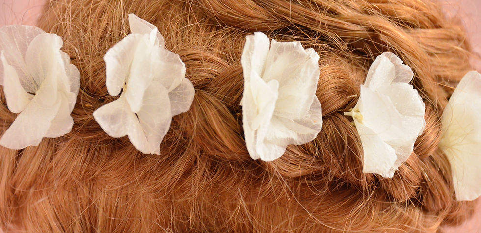 Miniature : Accessoire tresse mariage fleurons d’hortensia stabilisés
