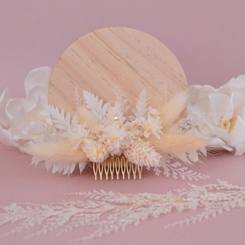 Miniature : Peigne à cheveux Clairéa – Accessoire floral en végétaux séchés et stabilisés