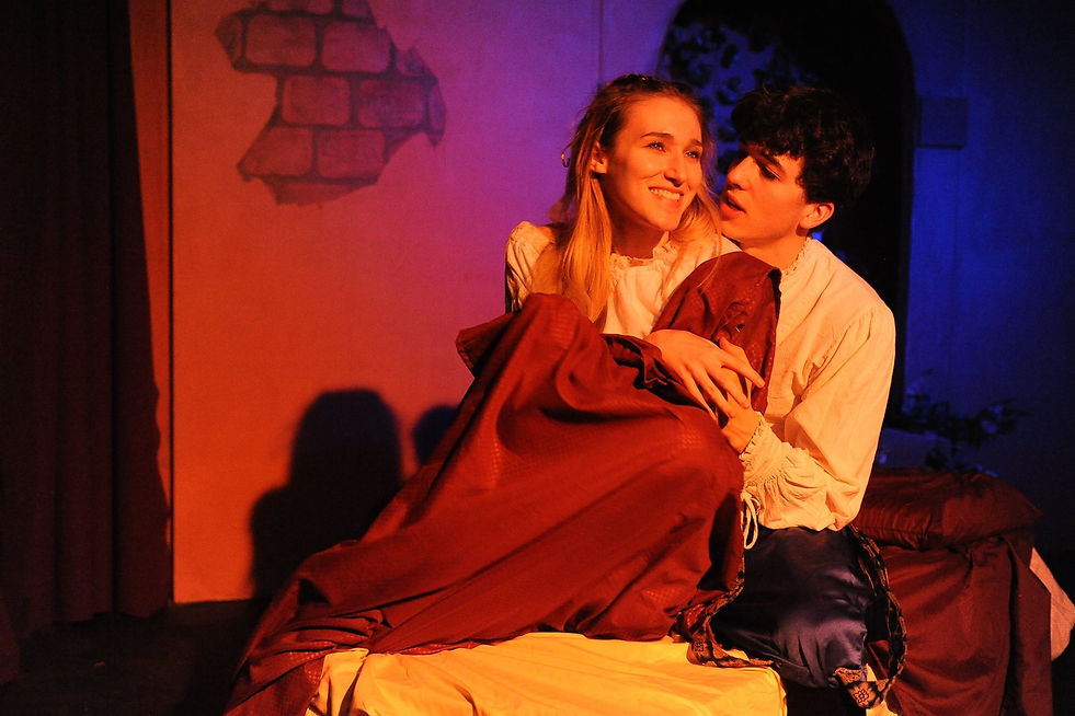 Kei'la Ryan as Juliet and Will Holbrook as Romeo in "Romeo & Juliet" by William Shakespeare. Act 3, Scene 5.
