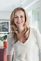 Sourire, femme, blonde