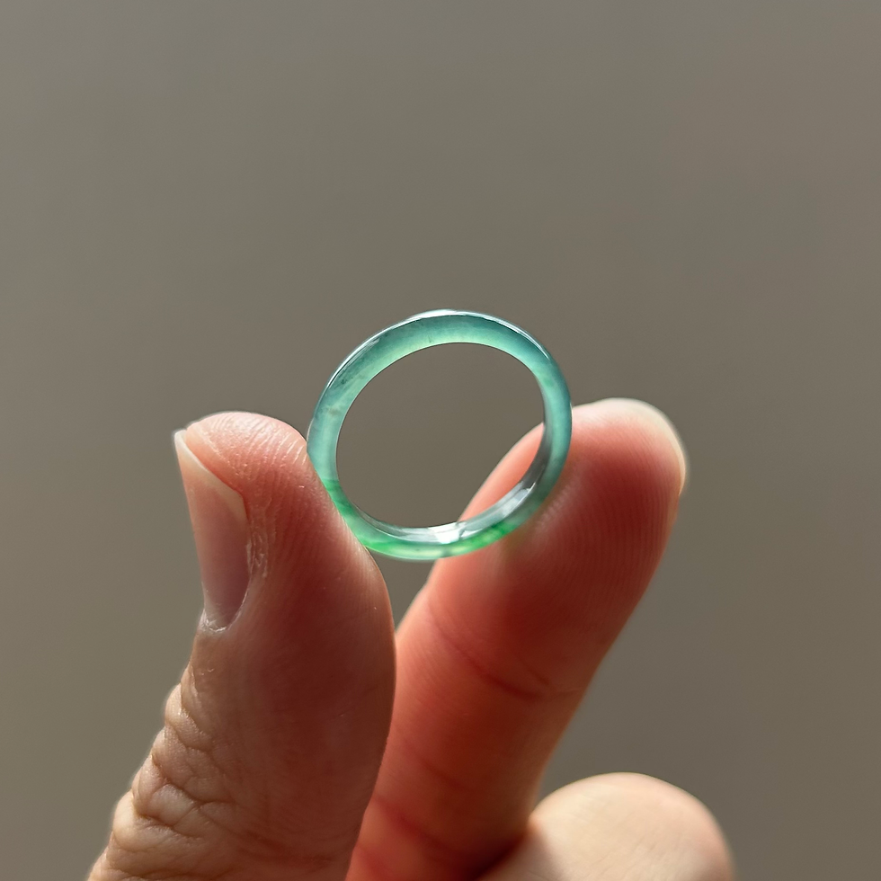 Thumbnail: Green-Blue Dual-Tone Jadeite Hololith Ring (HK16/US7.25)