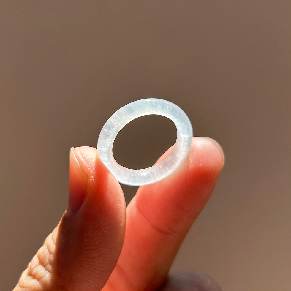 Thumbnail: Snowflake White Icy Jadeite Hololith Ring (HK13/US6)