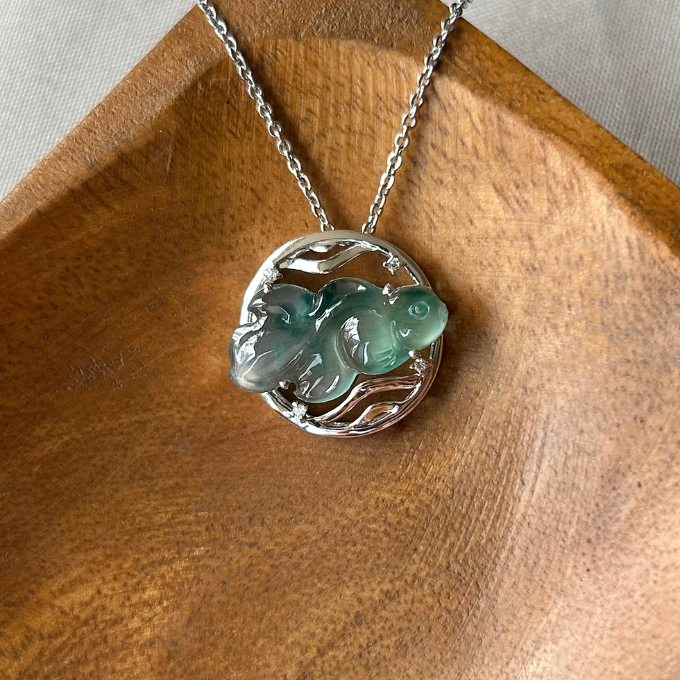 Thumbnail: Icy Blue Piaohua Goldfish Pendant in 18K White Gold and Diamonds