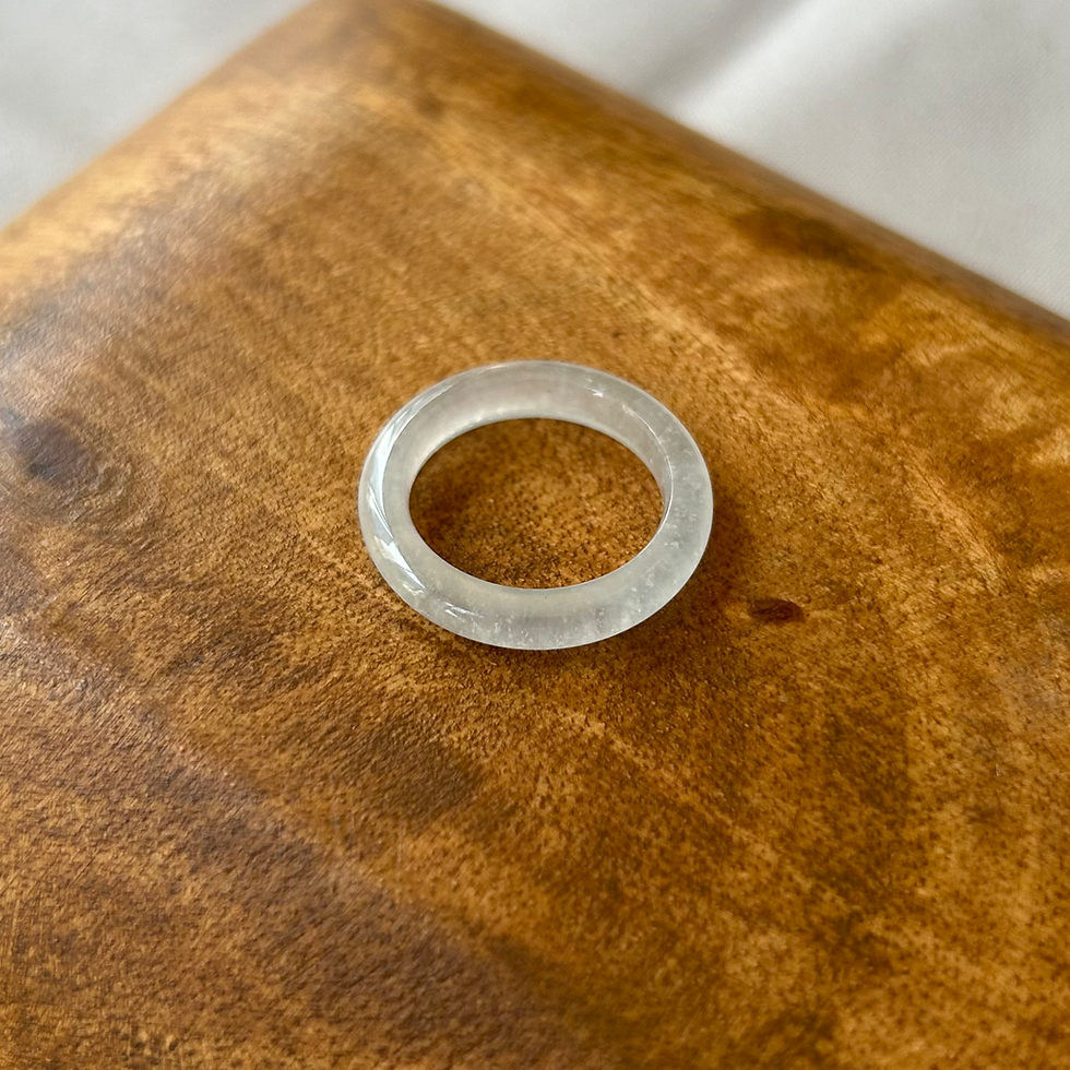 Thumbnail: Snowflake White Icy Jadeite Hololith Ring (HK13/US6)
