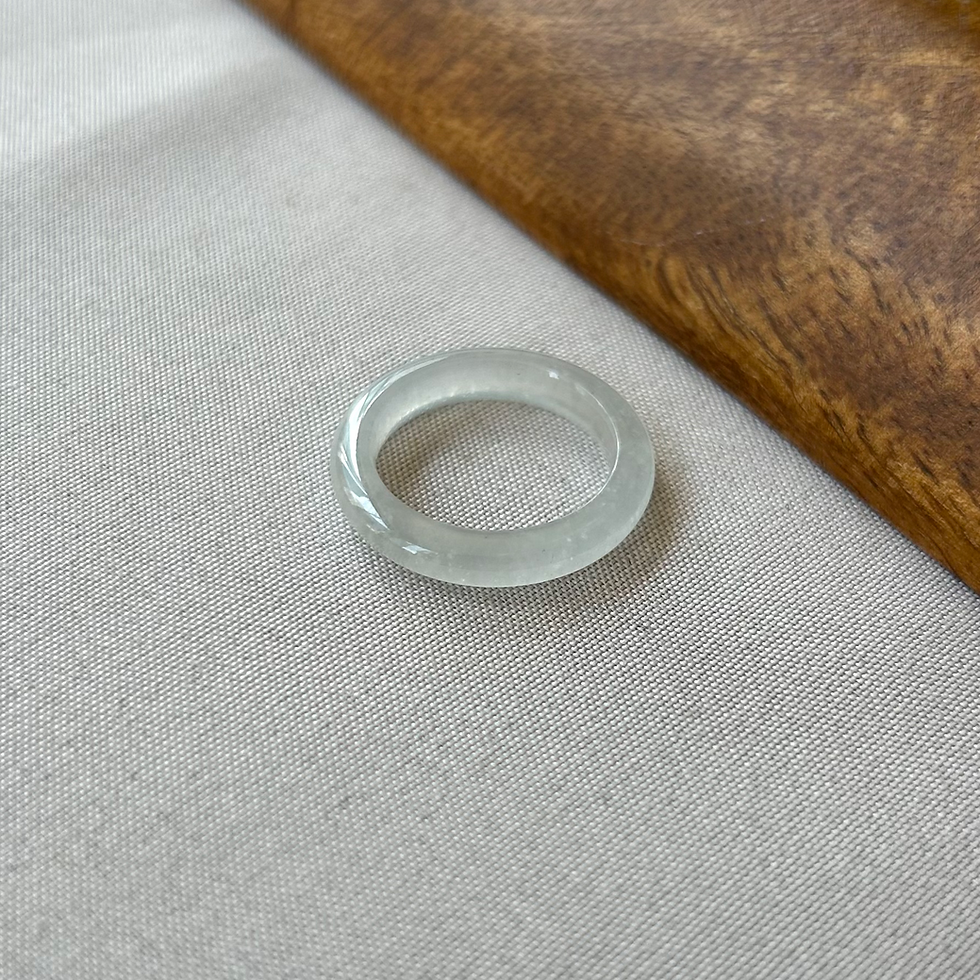 Thumbnail: Snowflake White Icy Jadeite Hololith Ring (HK13/US6)