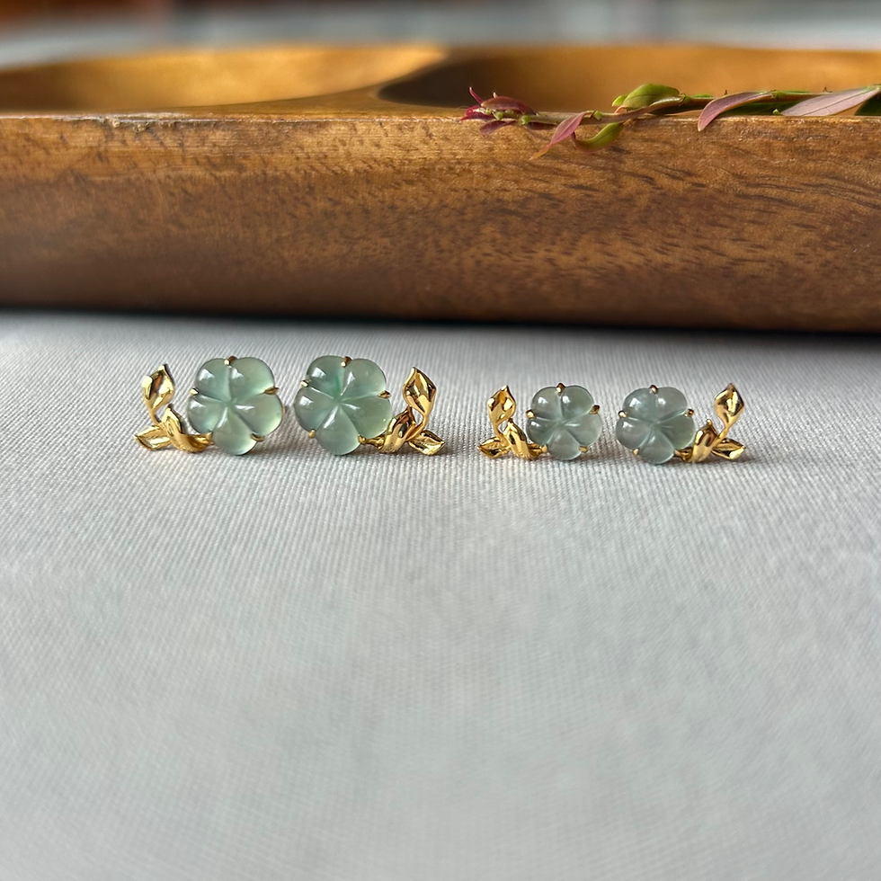 Thumbnail: 'The Gilded Petal' Blue Mini Flower Ear Studs in 18K Yellow Gold