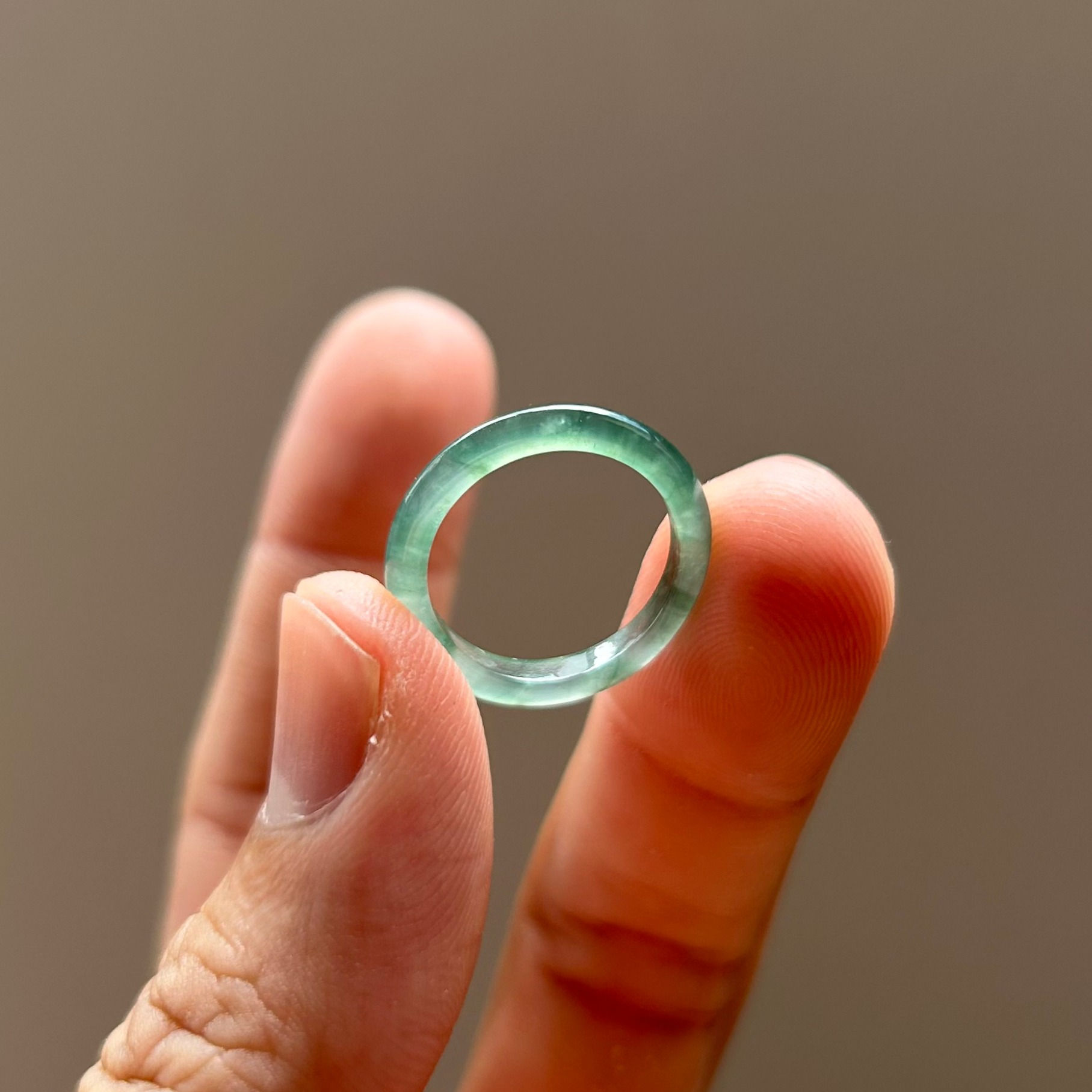 Streaked Green Jadeite Hololith Ring (HK11.5/US5.25)