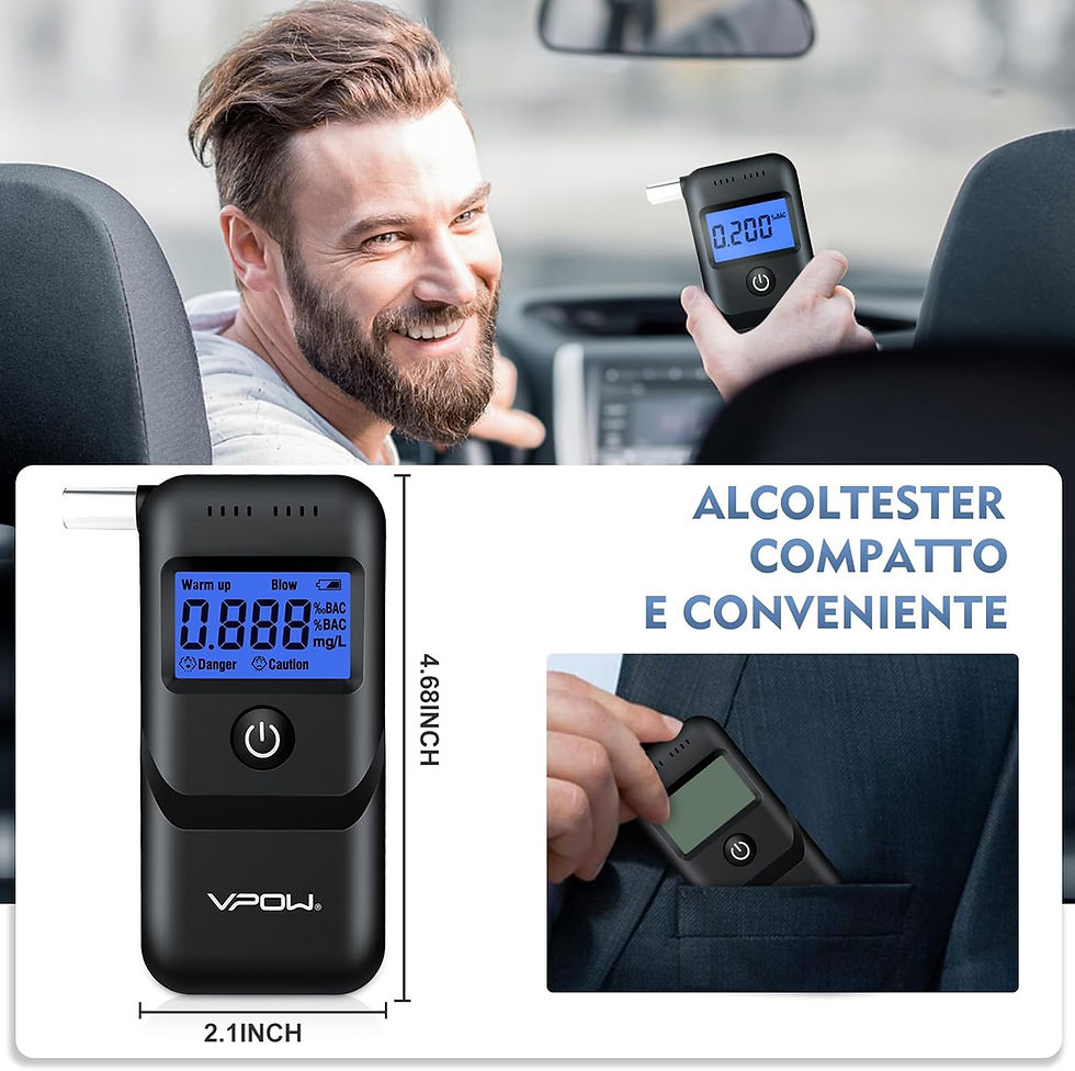 Etilometro Con Boccagli Etilometro Portatile Professionale - Alcoltest Digitale Con 20 Boccagli Misuratore Alcol Nel Sangue