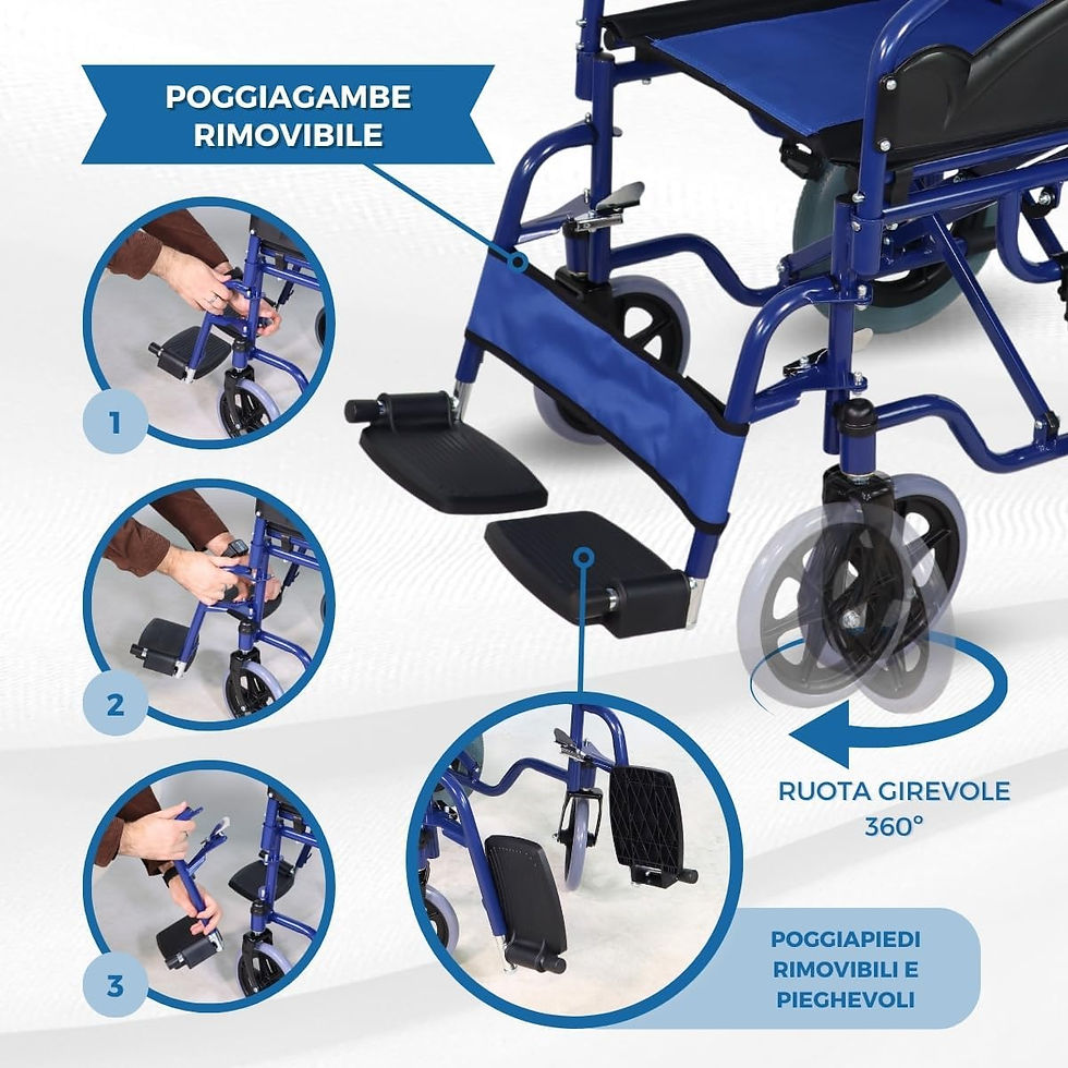 Miniatura: Mobiclinic®, Carrozzina comoda pieghevole,  freni di stazionamento