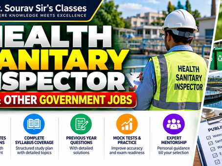 Health Sanitary Inspector RRB & Government Jobs — Complete Exam Preparation Guide with Eligibility, Syllabus, Previous Year Questions, Vacancy Updates, Mock Tests, Study Material & Expert Mentorship