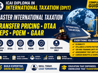 ICAI Diploma in International Taxation (DPIT) | Complete Guide to Transfer Pricing, DTAA, BEPS, POEM, GAAR, INTT-P, INTT-AT, Eligibility, Exam Pattern, Training, Study Material & Career Opportunities