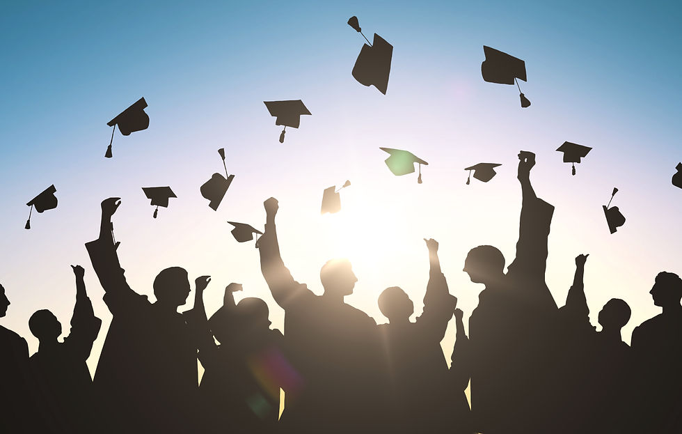 Graduation cap throwing silhouette