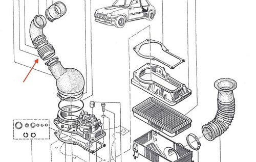 Thumbnail: Renault 5 Turbo 1 / Turbo 2 Air Filter Boot