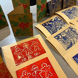 christmas lino printing