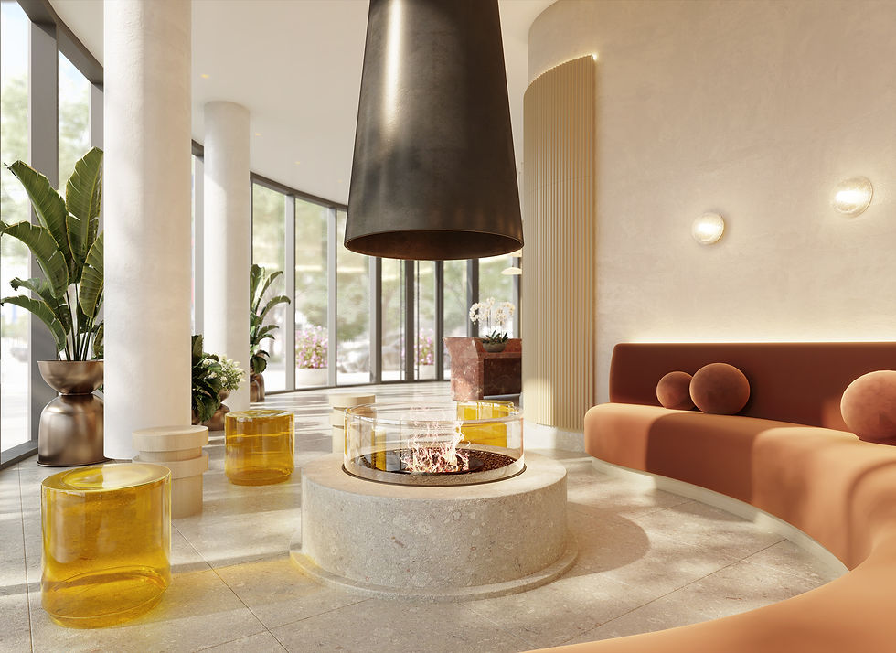 The lobby of the Radiant. Rendering courtesy of Redundant Pixel, LLC.