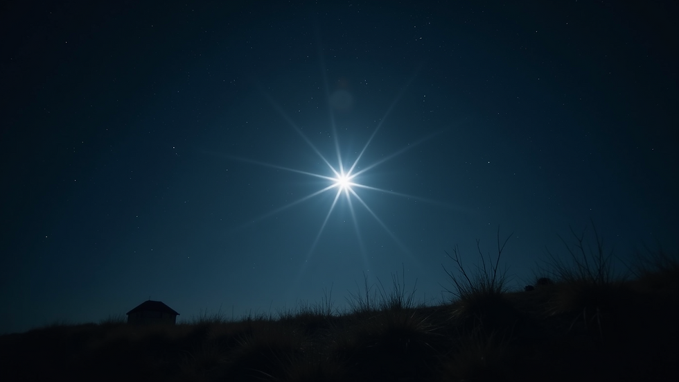 Close-up view of a bright star in a night sky