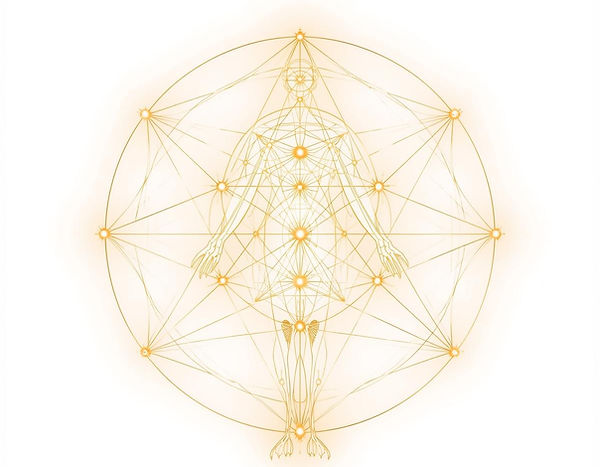 create an image of the human design body graph so that it looks golden with a white backgr