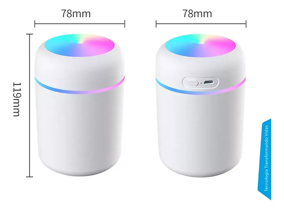 Miniatura: Umidificador De Ar Portátil 300ml Usb Com Luz Led Colorido