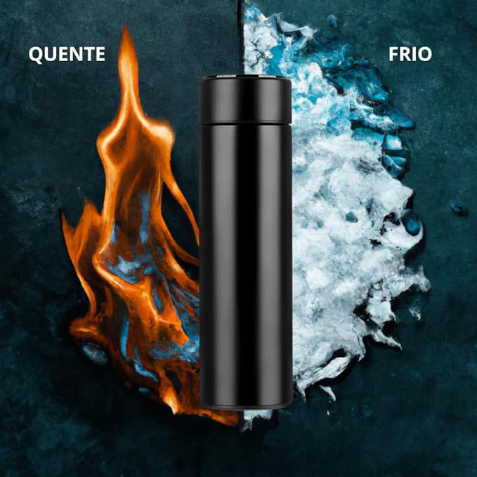 Miniatura: Garrafa Térmica em Aço Inox 500ml com Termômetro Digital LED Touch