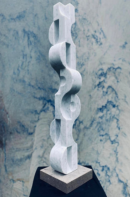 “Vertical Paradise”, 2022, marble, granite, 84x17x17 cm