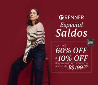 Lojas Renner - 60% OFF em todo site + 10% OFF