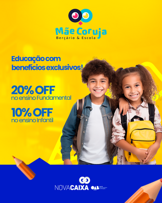 Mãe Coruja oferece descontos de 10% no Berçário e 20% no Fundamental