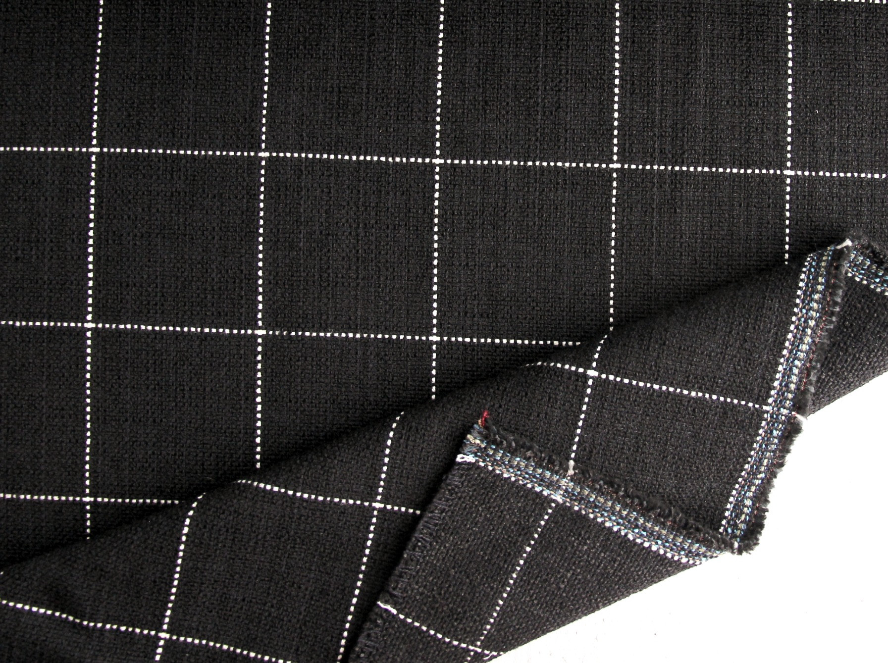 BLACK WHITE WINDOWPANE UPHOLSTERY