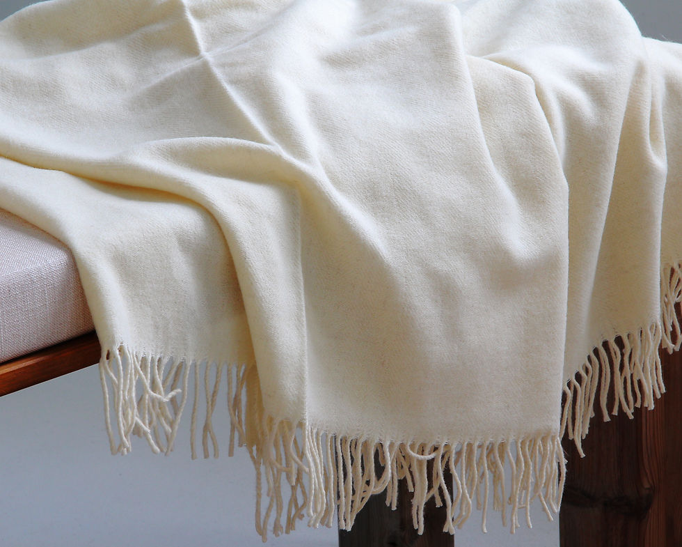 Thumbnail: Off white pure merino wool throw blanket for reading nook