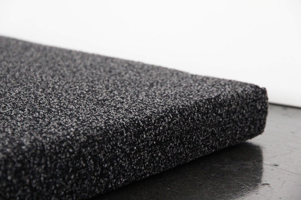 Thumbnail: Custom seat cushion in dark gray boucle upholstery