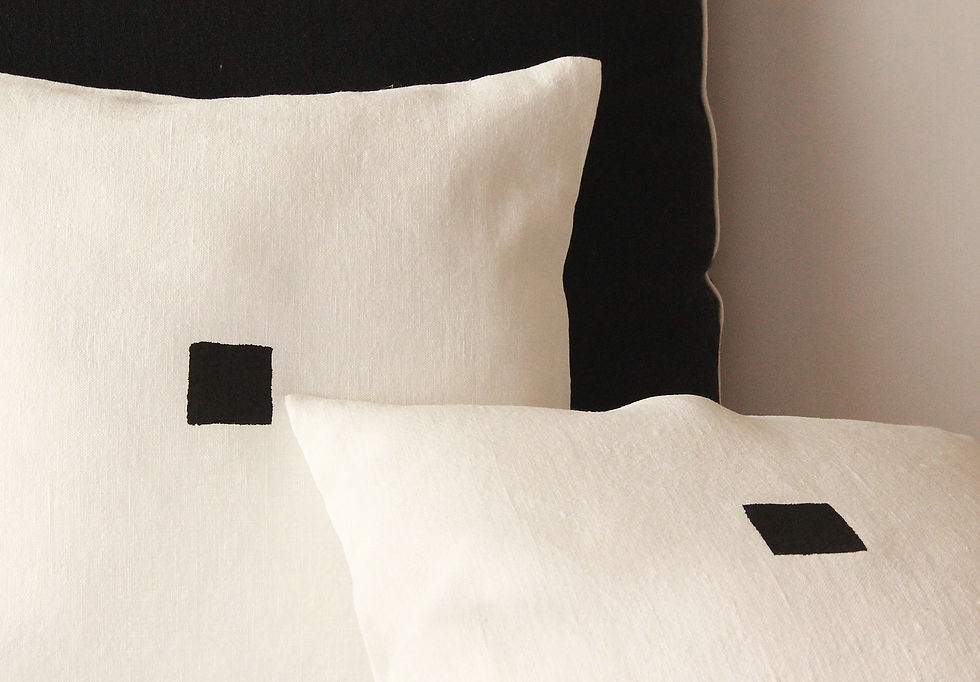 Thumbnail: black and white scandi style handmade decorative linen pillow cover