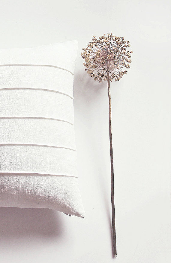 Miniature : Modern geometric off white linen pillow cover