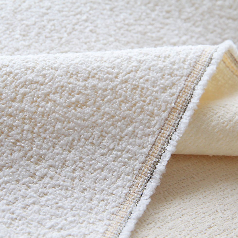 Thumbnail: Cream white boucle upholstery fabric for bench cushion